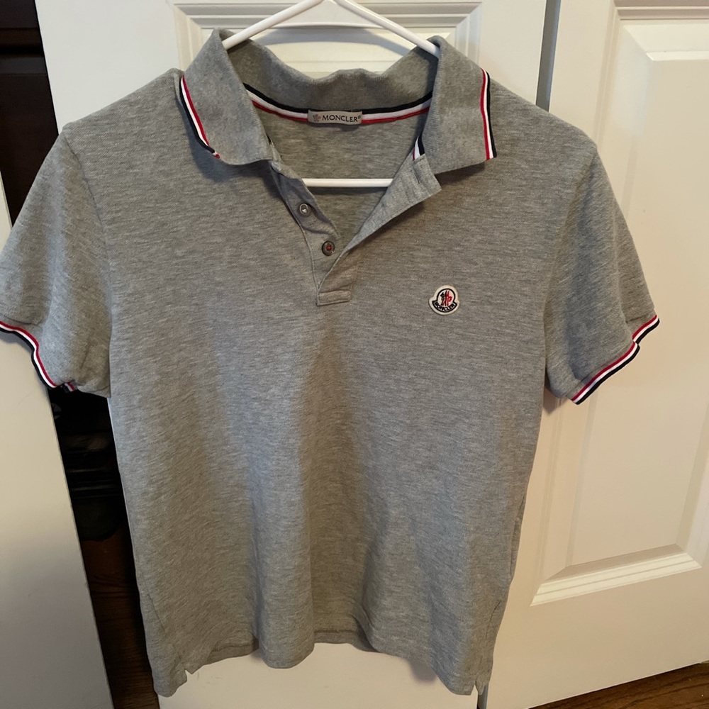 Moncler men’s collared shirt; grey; size medium